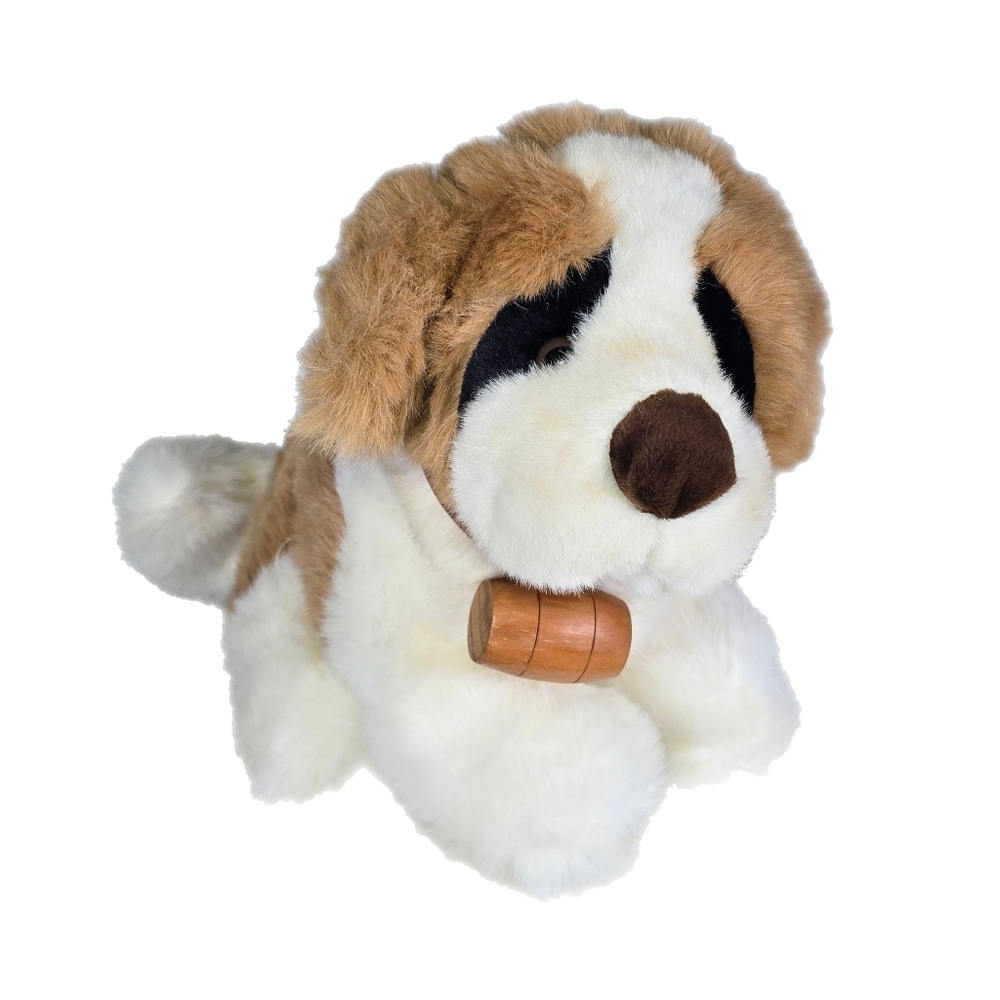Kellytoy St Bernard 10" Plush Puppy Dog w/ Barrel Around Neck Kelly Toy Vintage